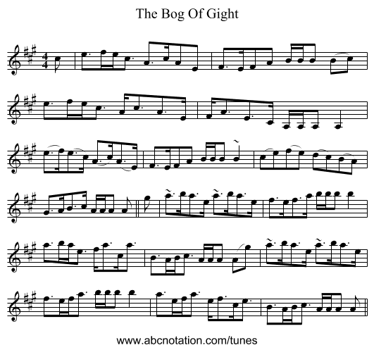 The Bog Of Gight - staff notation