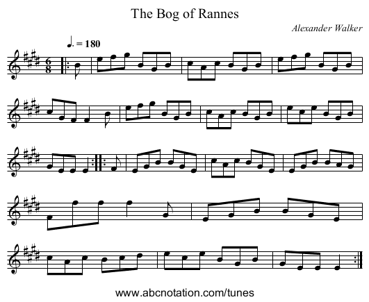 The Bog of Rannes - staff notation