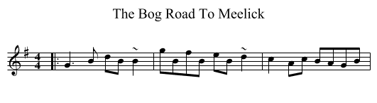 The Bog Road To Meelick - staff notation