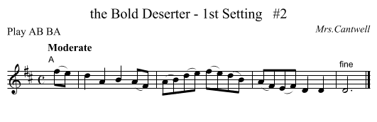 the Bold Deserter - 1st Setting   #2 - staff notation