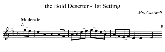 the Bold Deserter - 1st Setting - staff notation