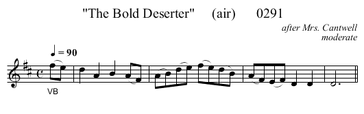 The Bold Deserter     (air)      0291 - staff notation