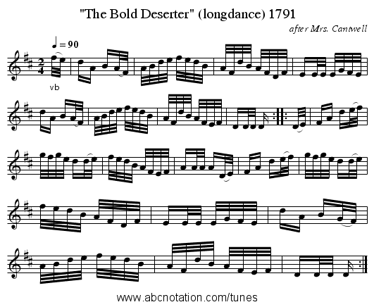 The Bold Deserter (longdance) 1791 - staff notation