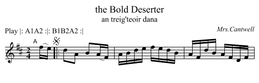 the Bold Deserter - staff notation