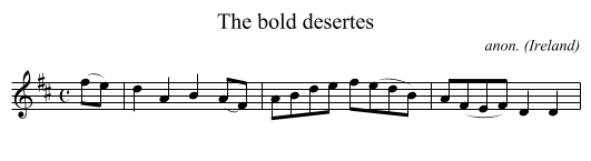 The bold desertes - staff notation