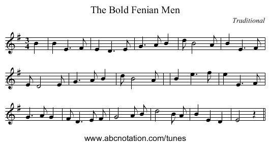 The Bold Fenian Men - staff notation