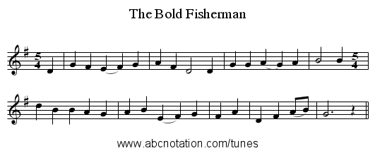 The Bold Fisherman - staff notation