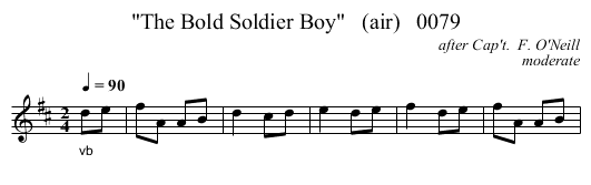 The Bold Soldier Boy   (air)   0079 - staff notation