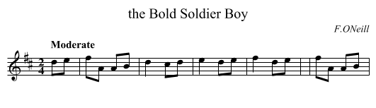 the Bold Soldier Boy - staff notation