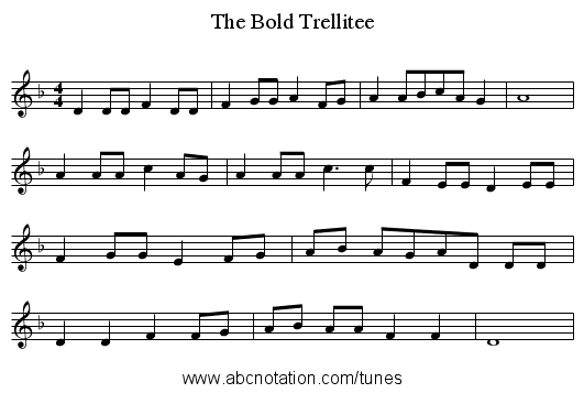 The Bold Trellitee - staff notation