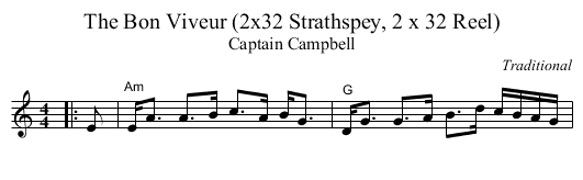 The Bon Viveur (2x32 Strathspey, 2 x 32 Reel) - staff notation