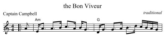 the Bon Viveur - staff notation