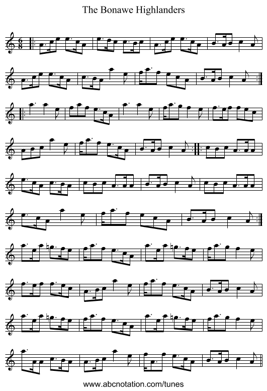 The Bonawe Highlanders - staff notation