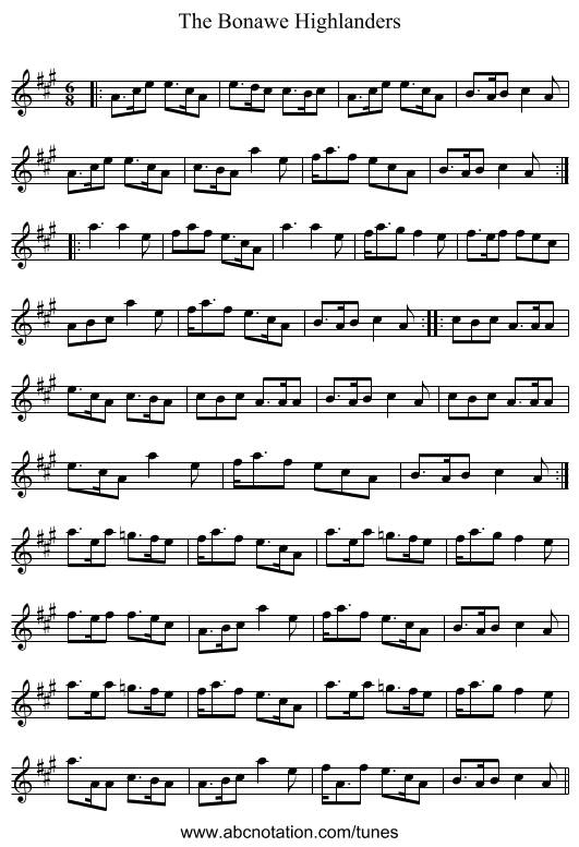 The Bonawe Highlanders - staff notation