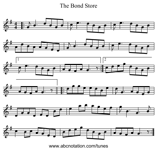The Bond Store - staff notation