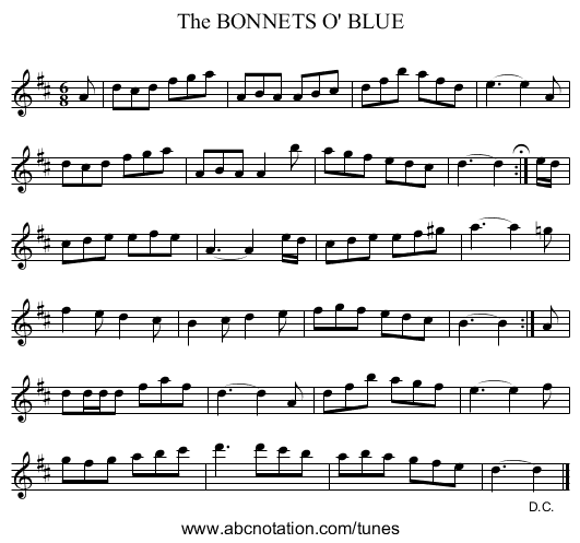 The BONNETS O' BLUE - staff notation