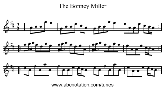 The Bonney Miller - staff notation
