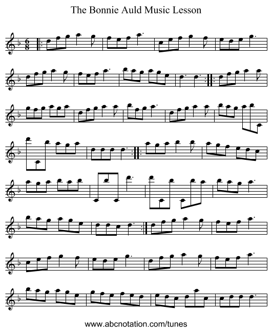 The Bonnie Auld Music Lesson - staff notation