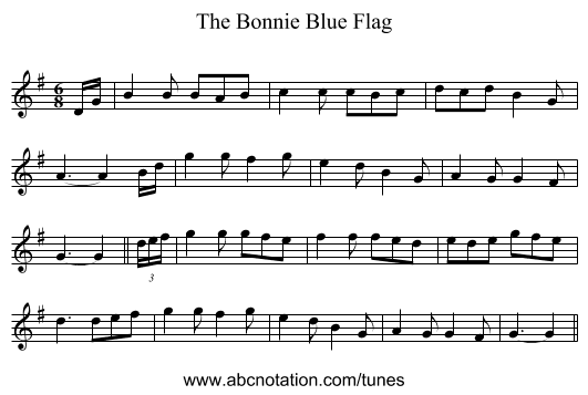 The Bonnie Blue Flag - staff notation