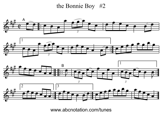 the Bonnie Boy   #2 - staff notation
