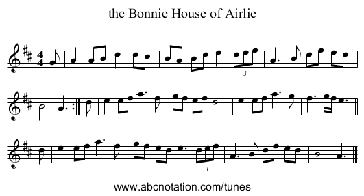 the Bonnie House of Airlie - staff notation