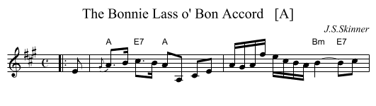 The Bonnie Lass o' Bon Accord   [A] - staff notation
