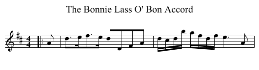 The Bonnie Lass O' Bon Accord - staff notation