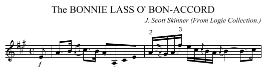 The BONNIE LASS O' BON-ACCORD - staff notation