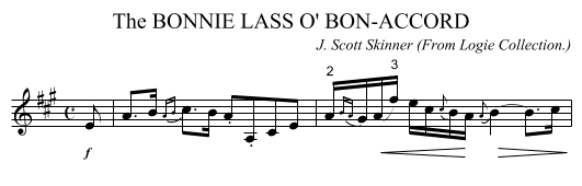 The BONNIE LASS O' BON-ACCORD - staff notation