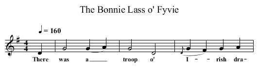 The Bonnie Lass o' Fyvie - staff notation