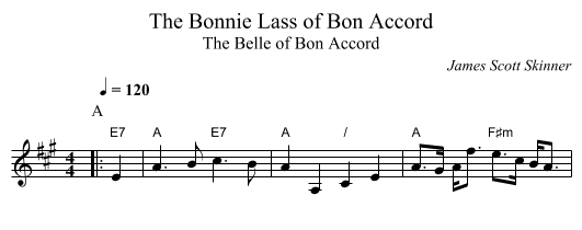 The Bonnie Lass of Bon Accord - staff notation