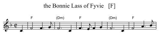 the Bonnie Lass of Fyvie   [F] - staff notation