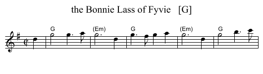 the Bonnie Lass of Fyvie   [G] - staff notation