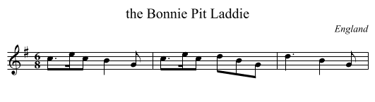 the Bonnie Pit Laddie - staff notation
