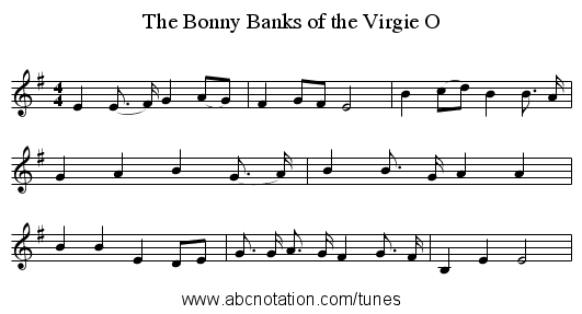 The Bonny Banks of the Virgie O - staff notation