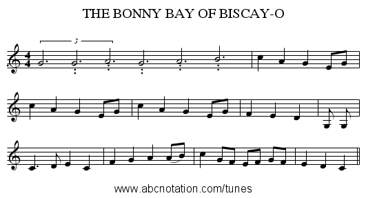 THE BONNY BAY OF BISCAY-O - staff notation