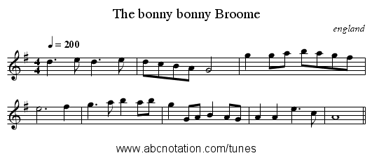 The bonny bonny Broome - staff notation