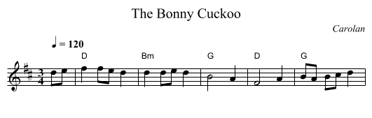 The Bonny Cuckoo - staff notation