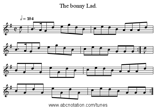 The bonny Lad. - staff notation