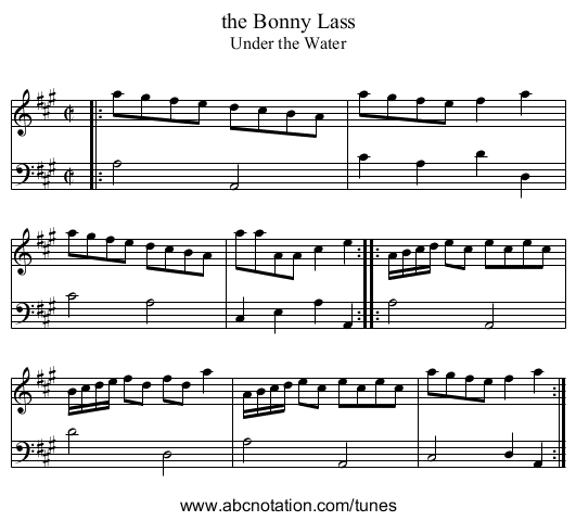 the Bonny Lass - staff notation