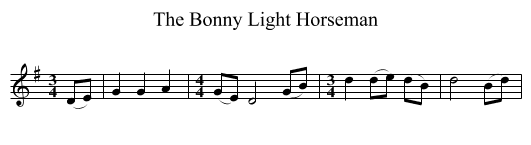 The Bonny Light Horseman - staff notation