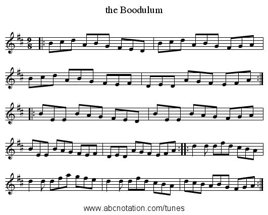 the Boodulum - staff notation