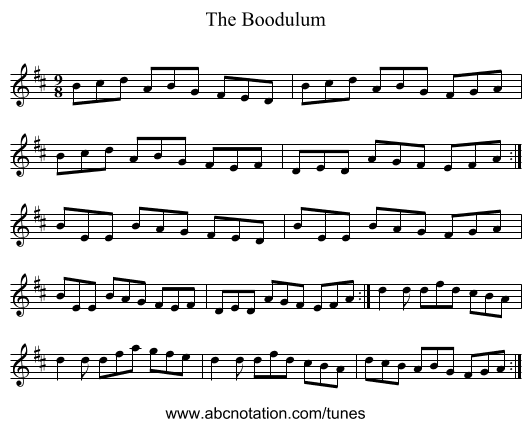 The Boodulum - staff notation