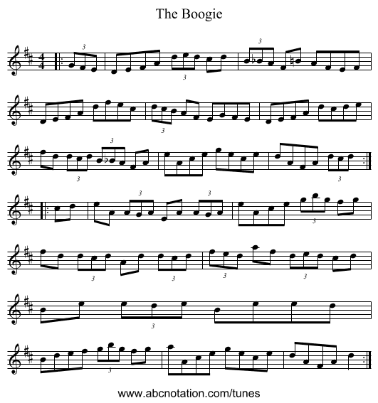 The Boogie - staff notation