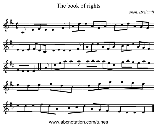 The book of rights - staff notation