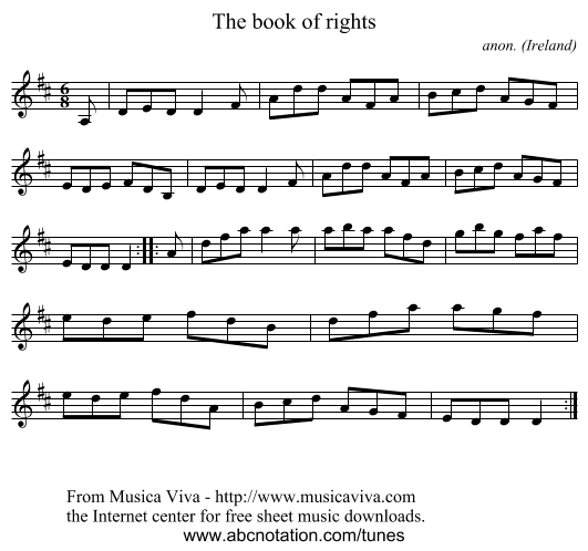 The book of rights - staff notation