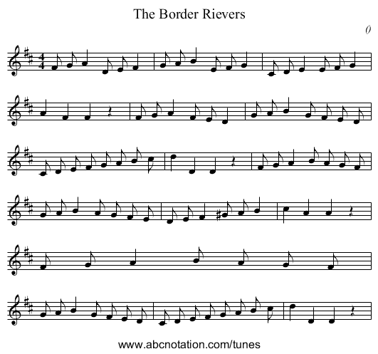 The Border Rievers - staff notation