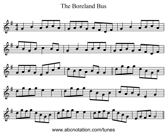 The Boreland Bus - staff notation