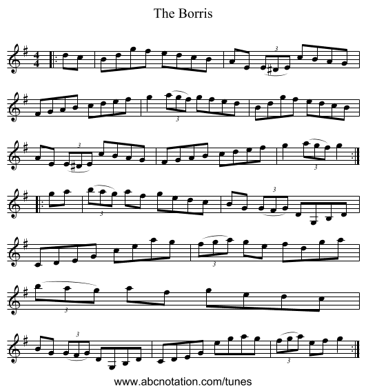 The Borris - staff notation