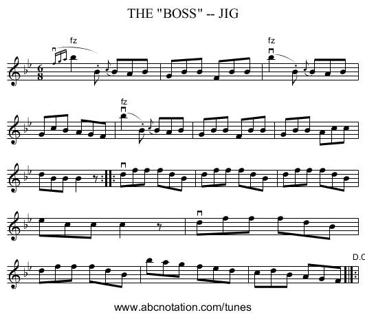 THE BOSS -- JIG - staff notation